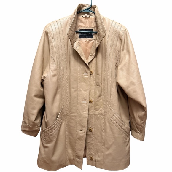 Buttery Soft Light Tan Leather Coat - Picture 7 of 12